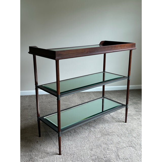 Late 20th Century Baker Jacques Garcia Tiered Mahogany Mirrored Beveled Glass Drybar Side Table For Sale - Image 9 of 12