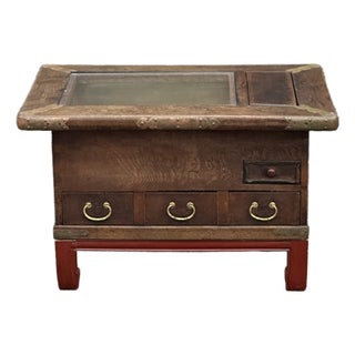Japanese Antique Elm / Keyaki Hibachi Table on Custom Made Stand. For Sale