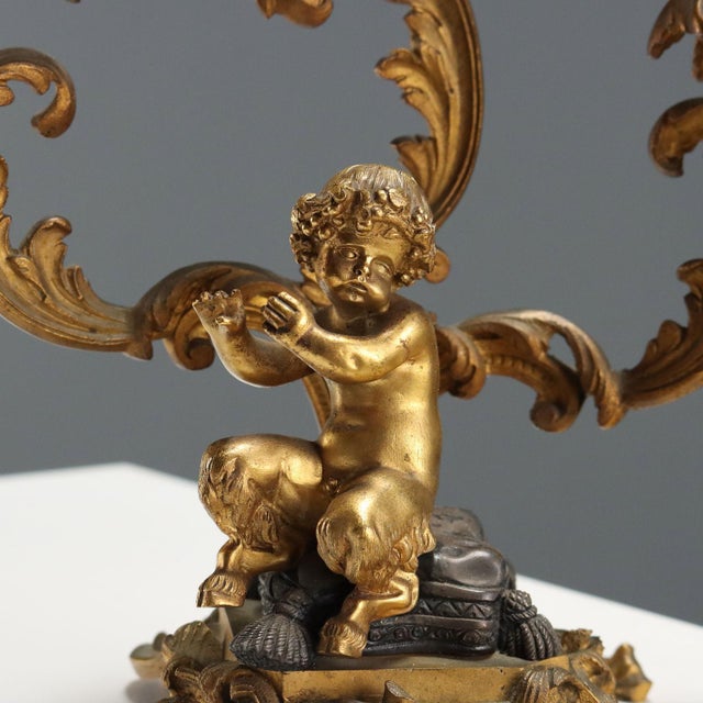 Gold Three-Layer Gilded Bronze Candelabras, Set of 2 For Sale - Image 8 of 10