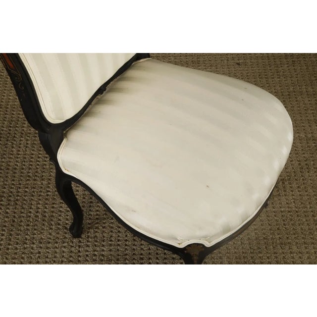 Pair of 1890s French Louis XV Carved, Gilt, Ebonized, and Upholstered Chairs For Sale - Image 17 of 18