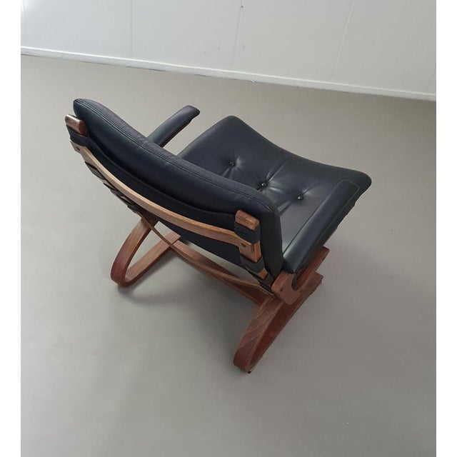 Scandinavian Black Leather Lounge Chairs, Set of 2 For Sale - Image 9 of 14