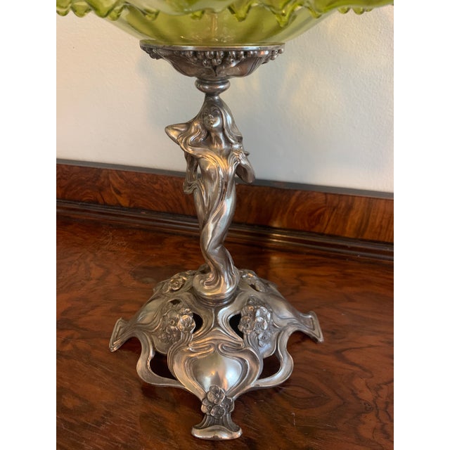 A stunning green and silver centerpiece or decorative piece with art nouveau influence from the late nineteenth or early...