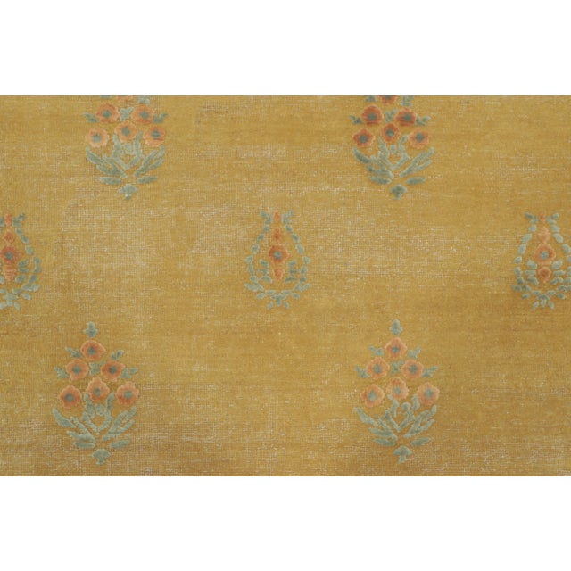 Rug & Kilim Contemporary Block Print Floral Natural Silk Runner by Rug & Kilim, India For Sale - Image 4 of 9