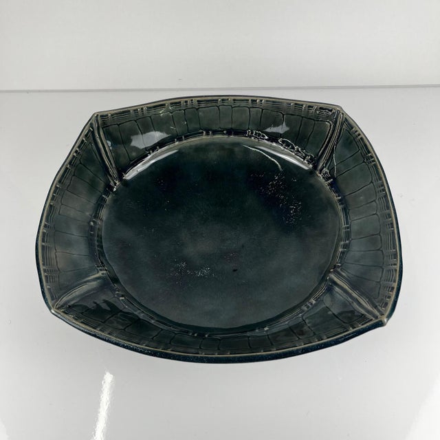 Dark Blue and Green Glazed Ceramic Bowl by Pierre Baey, 1960s For Sale - Image 4 of 11