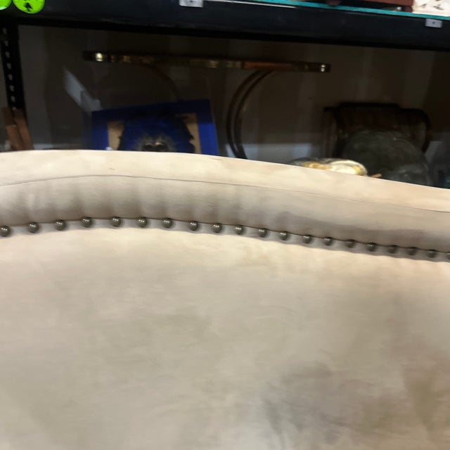 Gray Covered Cushioned Modern Queen Size Headboard For Sale In Atlanta - Image 6 of 9