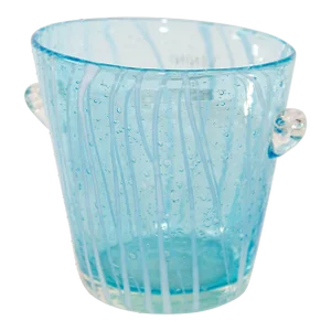 1970s Vintage Italian Murano Venini Venetian Art Glass Ice Bucket Blue and White
