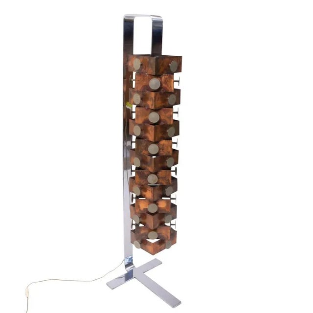 Copper Brutalist Raindrops Floor Lamp, 1980s For Sale - Image 8 of 9