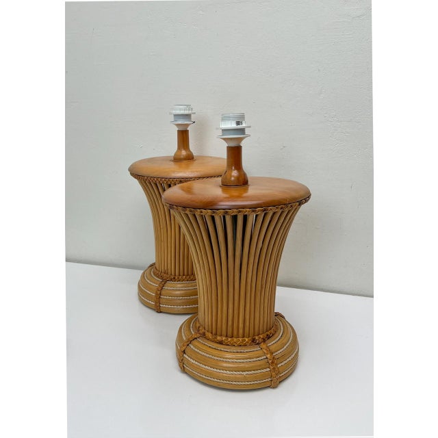 Mid-Century Modern Bamboo Pencil Reed Table Lamps, 1960s, Set of 2 For Sale - Image 9 of 15