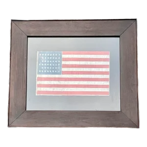 Antique Framed Flag Circa 1890 Gauze in Antique Frame 45 Stars Star Pattern