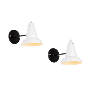 1950s Gino Sarfatti Style Italian White Articulating Sconces- A Pair