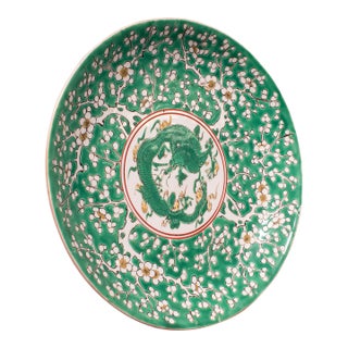 Antique Famille Verte Display Plate, Oriental, Qing Dynasty, Saucer, Victorian For Sale