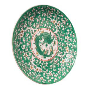 Antique Famille Verte Display Plate, Oriental, Qing Dynasty, Saucer, Victorian