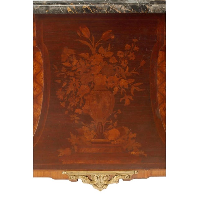 French 20th Century Vintage Louis XVI Style Marquetry, Marble Top.Commode a L'anglaise, Sideboard!! For Sale - Image 3 of 9