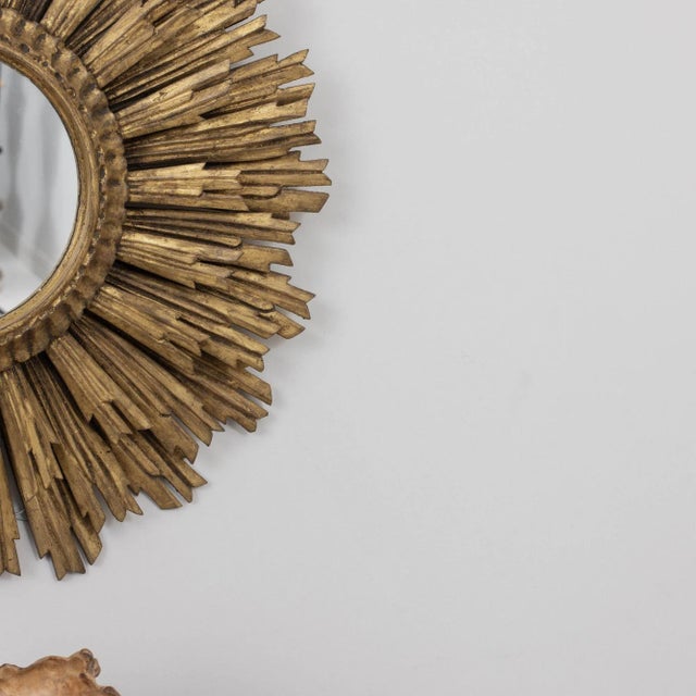 Large Early-Mid 20th Century French Art Deco Giltwood Sunburst Mirror For Sale - Image 10 of 12