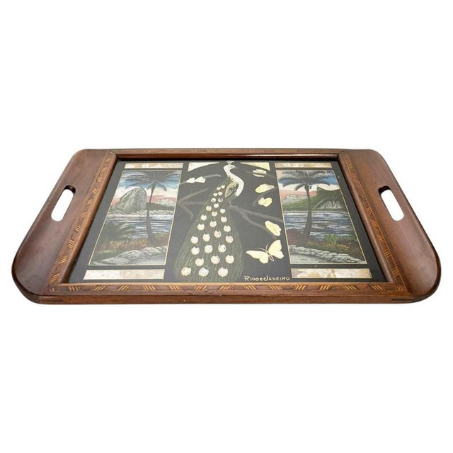 Wooden Tray with Rio De Janeiro Decoration, 1970s For Sale - Image 12 of 12