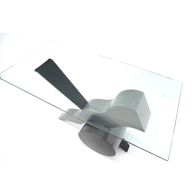 Forged Steel Base Glass Top Console Sofa Table For Sale - Image 9 of 12