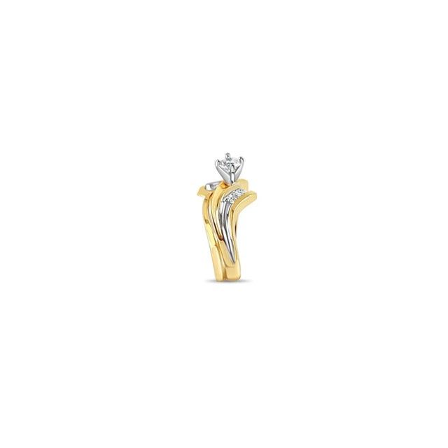 Contemporary Diamond Wedding Ring Set .75cttw 14k Two-Toned Gold, Size 4 For Sale - Image 3 of 5