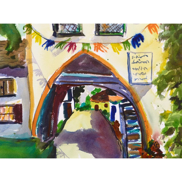 "Fete #2", Archway Decorated With Flags for the Festival Landscape by Karen Druker For Sale In Monterey, CA - Image 6 of 9