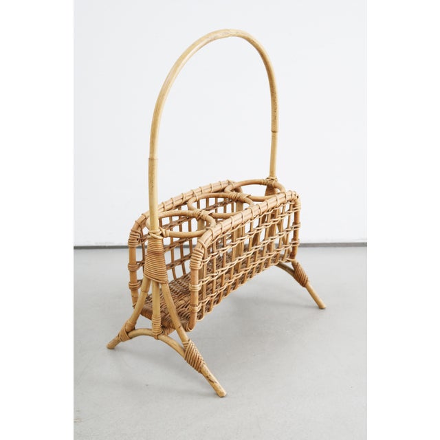 Mid-Century Modern Rattan and Bamboo Bottle Holder, 1960s For Sale - Image 4 of 6