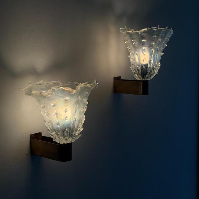 Murano Glass Medusa Sconces from Ercole Barovier, 1940s, Set of 2 For Sale - Image 6 of 17