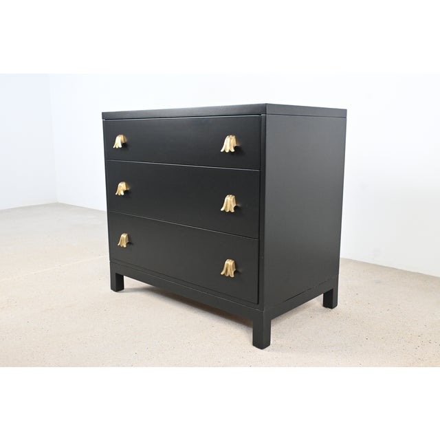 Mid-Century Modern Robsjohn Gibbings for Widdicomb Black Lacquered Mid Century Modern Chest of Drawers For Sale - Image 3 of 14