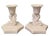 Charming pair of vintage milk glass candlesticks featuring sculptural figural fish forms—resembling koi or...