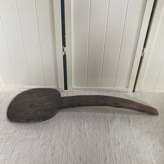 Brown 18th Century Virginia Antique Monolithic Poplar Wood Primitive Paddle - Brutalist Folk Art For Sale - Image 8 of 12