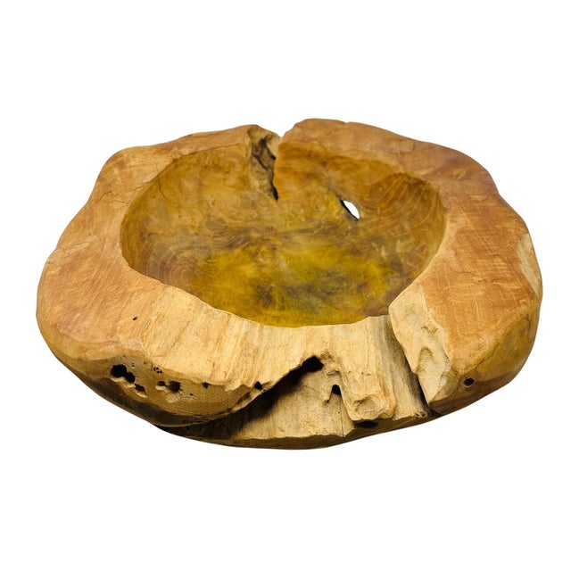 Monumental 20” Hand-Carved Teak Root Sculptural Centerpiece Bowl - 19 Lbs, Early 2000s For Sale In Tampa - Image 6 of 18