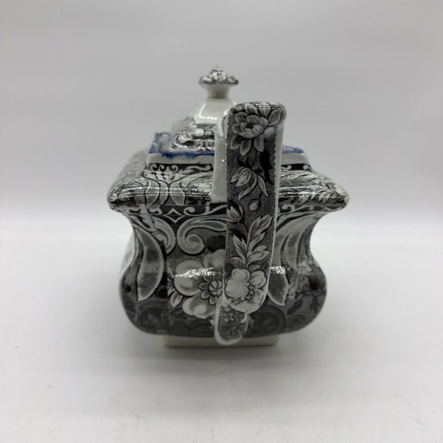 Farmhouse Antique Salopian-Type Black Transferware Teapot, Staffordshire, Circa 1820s For Sale - Image 3 of 18