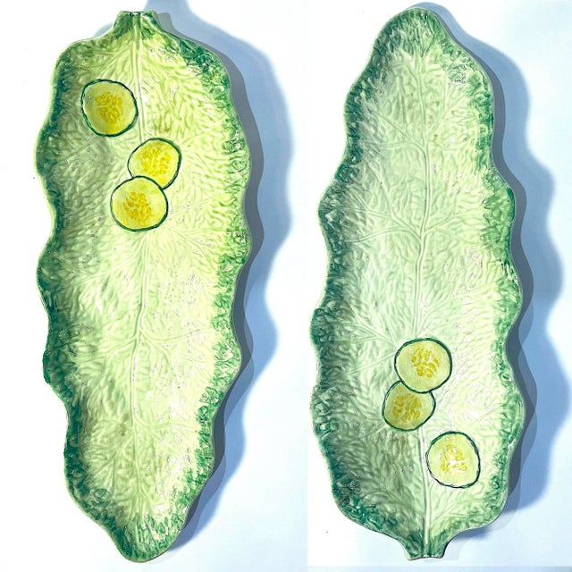 English Majolica Lettuce Ware Platter - Serving Dish - Tray For Sale - Image 6 of 9