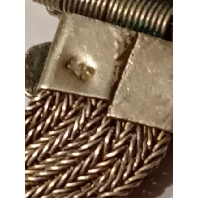 1950s Vintage Mid Century 1950s Silver Necklace Pendant Lapis Lazuli Cabochon Gemstone Collar Choker Blue Handmade For Sale - Image 5 of 12