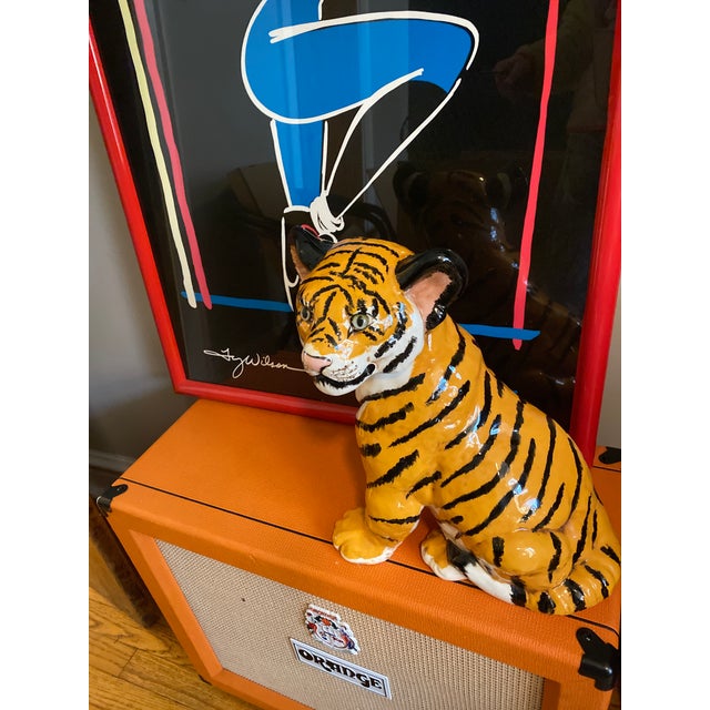 Ceramic 1976 Hollywood Regency Ceramic Studio Artist Signed Tiger Sculpture Figure For Sale - Image 7 of 13