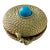 Vintage 1960s Estée Lauder Gold Tone Rope Motif Turquoise Resin Solid Perfume Compact For Sale
