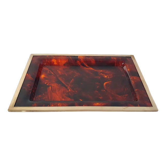 Tray in Faux Tortoise Acrylic Glass, Italy, 1970s For Sale