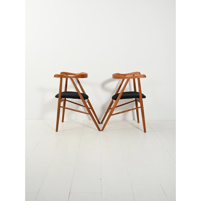 Walnut Dining Chairs, 1950s, Set of 2 For Sale - Image 12 of 12