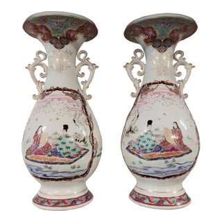 1920s Pair of Japanese Hizen Aritmi Hirabayashi Vases For Sale