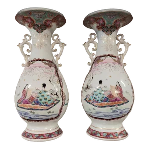 1920s Pair of Japanese Hizen Aritmi Hirabayashi Vases