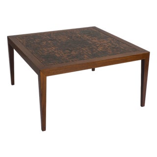 Mid-Century Modern Teak and Copper Coffee Table by Severin Hansen for Haslev Møbelsnedkeri, 1960s For Sale