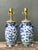 Late 20th Century Vintage Asian Blue and White Floral Ceramic Lamps - A Pair For Sale - Image 5 of 12