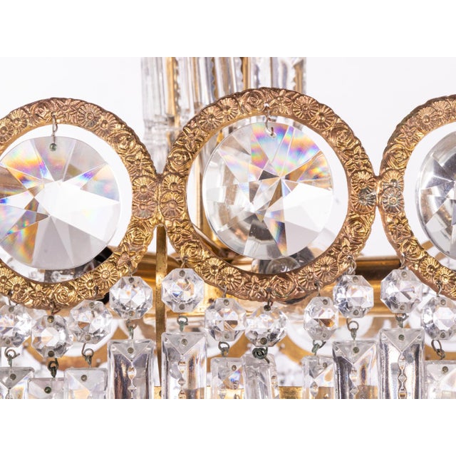 Metal German Jewel Chandelier in Swarovski Crystal and Brass, 1960s For Sale - Image 7 of 16