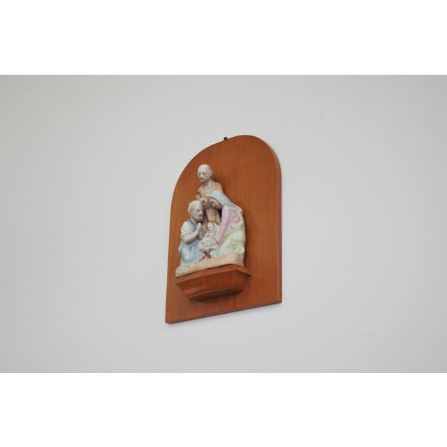 1950s wood and ceramic painting.