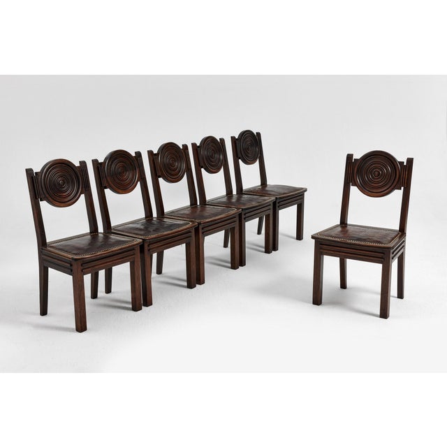 Brown Dining Chairs by Etienne Kohlmann, France, 1930s, Set of 6 For Sale - Image 8 of 18
