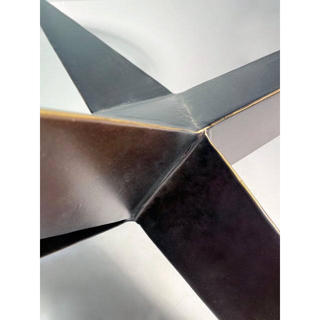 Custom Post Modern Steel Coffee Table in Bronze Finish For Sale In Chicago - Image 6 of 7