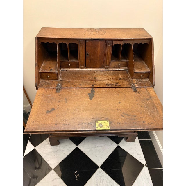 Antique English Georgian Style Slant Top Secretary Desk For Sale - Image 9 of 15