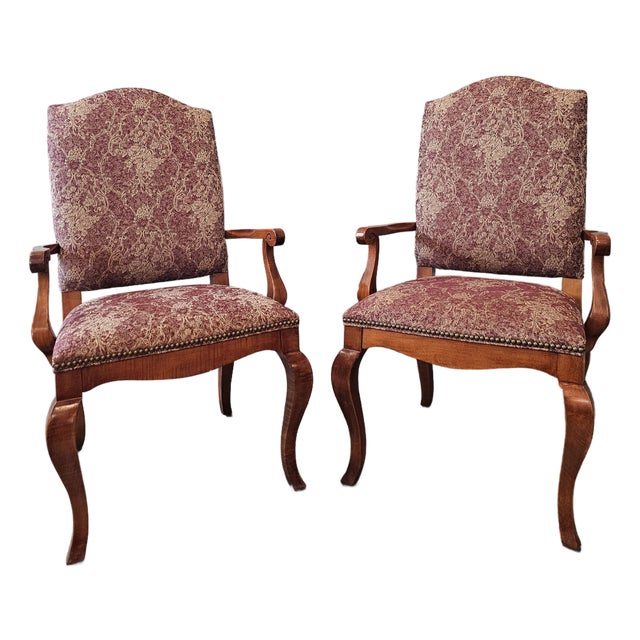 Ethan Allen Legacy Collection French Country Upholstered Arm Chairs For Sale