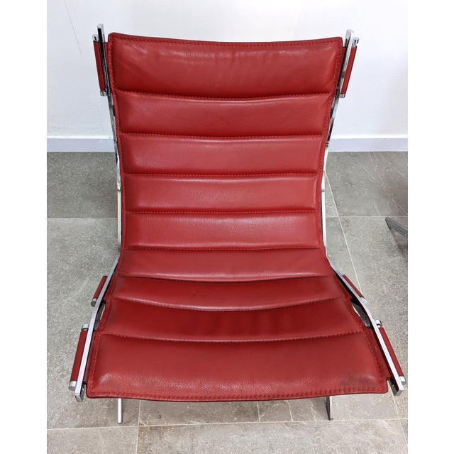 Red Armchairs and Ottomans attributed to Antonio Citterio, Italy 1980s, Set of 4 For Sale - Image 8 of 17