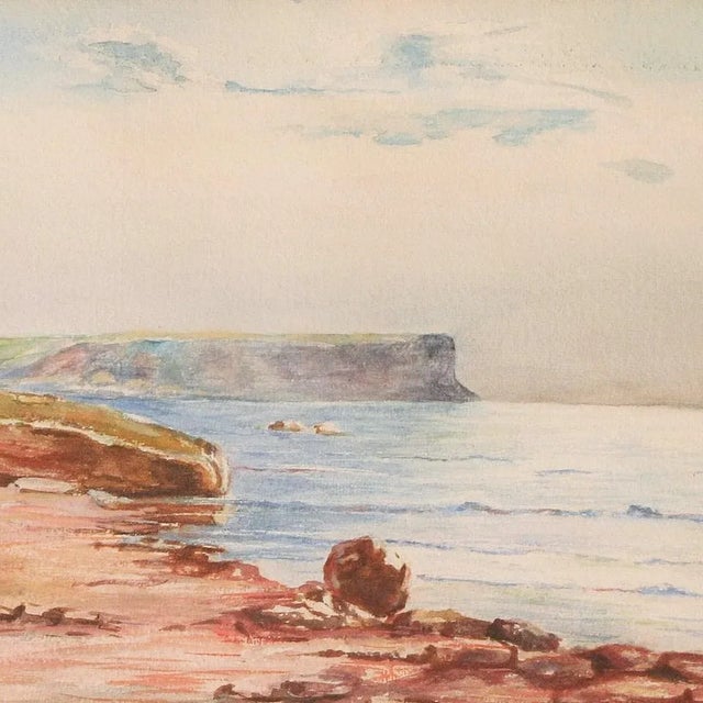 Traditional Original Vintage Coastal Watercolor Painting. For Sale - Image 3 of 4