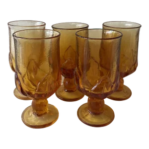 1970s Tiffin Franciscan Gold Goblets- Set of 5