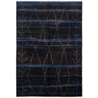 Vintage Moroccan Black Rug-6'1'x8'1' For Sale
