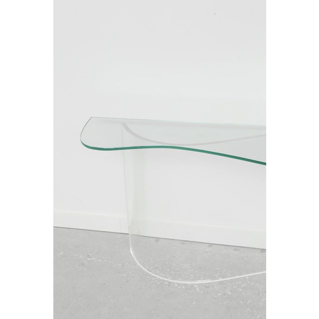 Biomorphic Lucite and Glass Console Table For Sale - Image 4 of 5